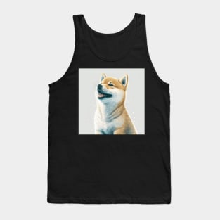 Shiba Inu Dog Realistic Drawing Happy and Laughing Tank Top